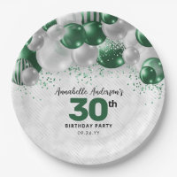 Glam Emerald Green Silver Ballon Glitzer Geburtsta