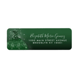 Glam Emerald Green Silver Glitzer Gown Quinceanera