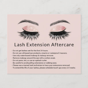 Glam Eyelash Erweiterungen Makeup Artist Aftercare Flyer