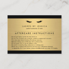 Glam Eyelashes Black and Gold Aftercare Card Visitenkarte