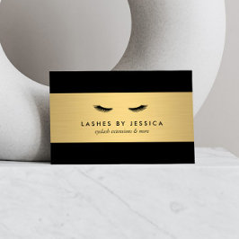 Glam Eyelashes Black and Gold Business Card Visitenkarte