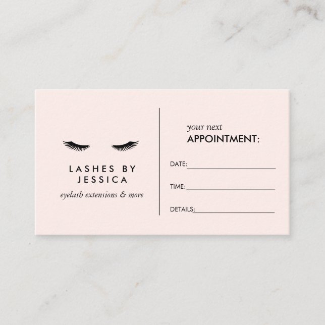 Glam Eyelashes Black and Pink Appointing Card Terminkarte (Vorderseite)