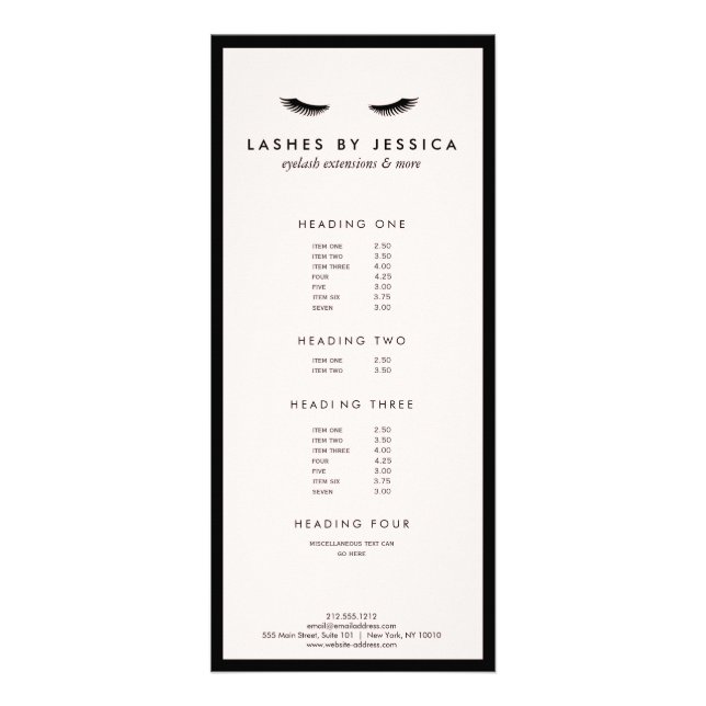 Glam Eyelashes Klassisches Schwarz und Rosa Werbekarte (Vorne)