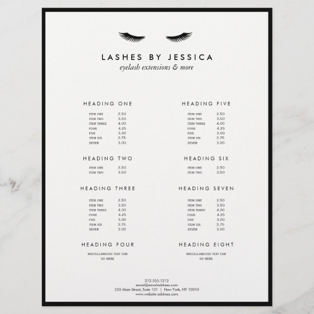 Glam Eyelashes Klassisches Schwarz und Weiß Flyer (Vorne)