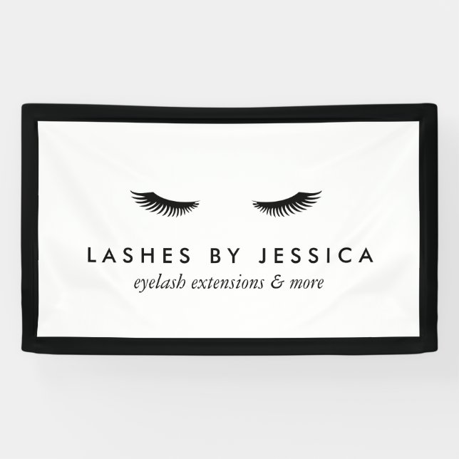 Glam Eyelashes Klassisches Schwarz-Weiß-Banner Banner (Horizontal)