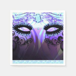 Glam Eyelashes Lila Masquerade Party Custom Serviette