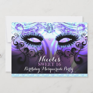Glam Eyelashes Lila Party Einladungen