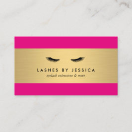 Glam Eyelashes Pink und Gold Business Card Visitenkarte