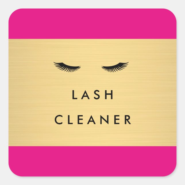 Glam Eyelashes Pink und Gold Lash Cleaner Sticker (Vorderseite)
