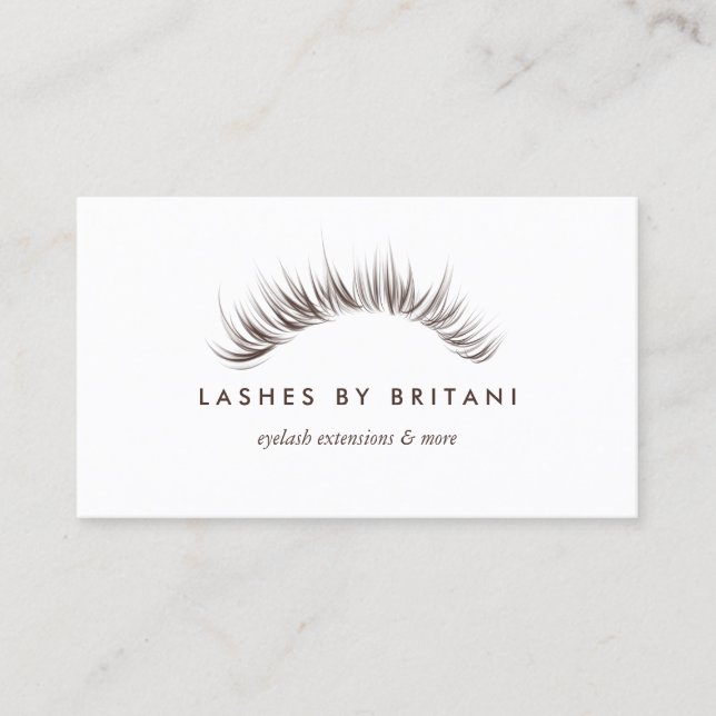 Glam Eyelashes weiß und braun Visitenkarte (Vorderseite)