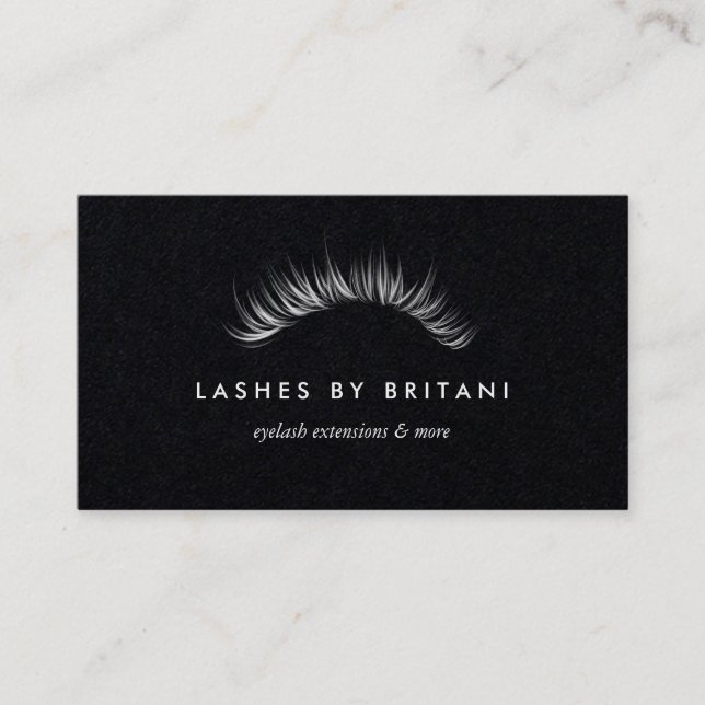 Glam Eyelashes weiße Text Business Card Visitenkarte (Vorderseite)