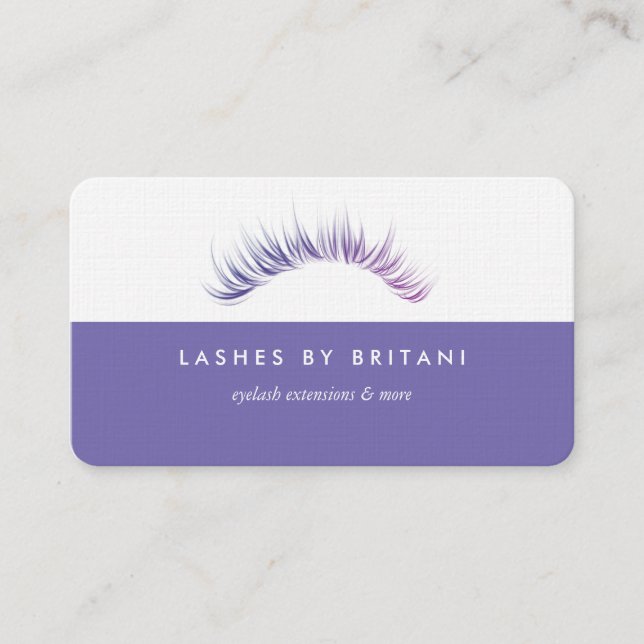 Glam Eyelashes weiße Text Business Card Visitenkarte (Vorderseite)