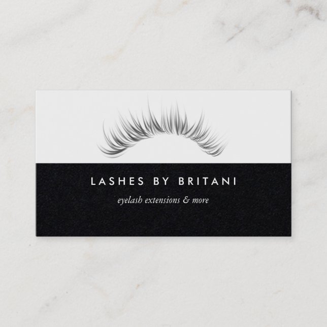 Glam Eyelashes weiße Text Business Card Visitenkarte (Vorderseite)