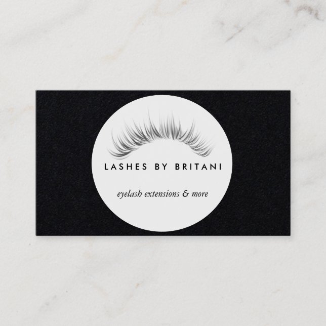 Glam Eyelashes weiße Text Business Card Visitenkarte (Vorderseite)