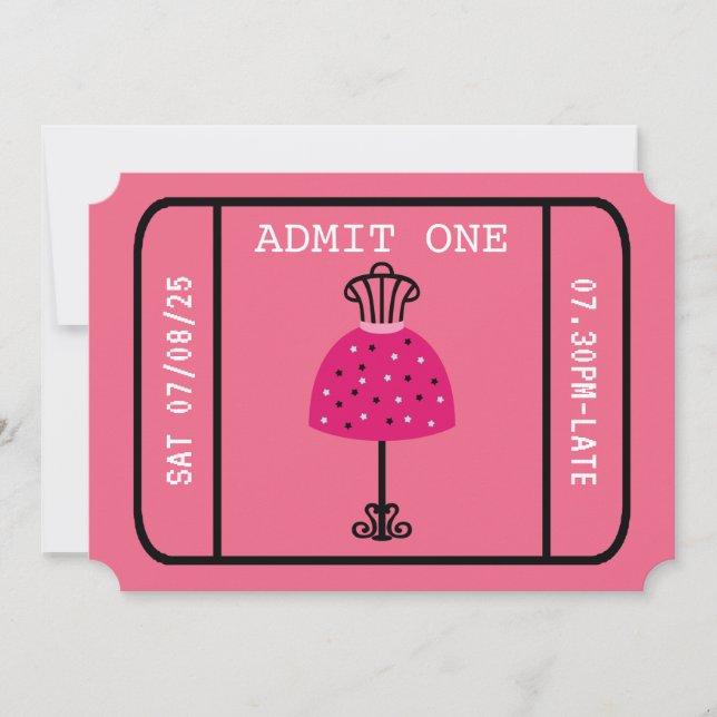 Glam Fashion Show Party Night Girl's Ticket Einladung (Vorderseite)