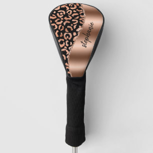 Glam Faux Folie Leoparden Punkte Roségold Schwarz Golf Headcover
