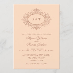 Glam Faux Roségold auf Rosafarben Hochzeit Einladung
