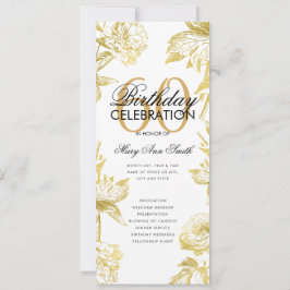 Glam Floral 60. Geburtstag Programm Gold Menü