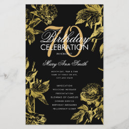Glam Floral 70. Geburtstag Programm Gold Black Men