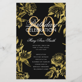 Glam Floral 80. Geburtstag Programm Gold Black Men