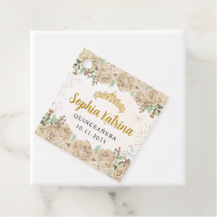 Glam Floral Gold Princess Quinceanera Birthday Geschenkanhänger
