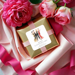 Glam Four Pretty Elegant Ladies Galentine's Day Quadratischer Aufkleber