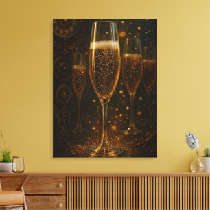 Glam Frohes Neues Jahr Steampunk Champagner  Leinwanddruck