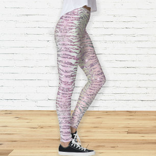 Glam Funkelnd rosa Diamanttrommel Tiger Streifen Leggings