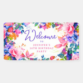 Glam Garden Aquarell Floral 30. Geburtstag Party Banner