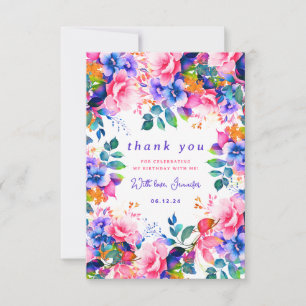Glam Garden Watercolor Floral Geburtstag Vielen Da Dankeskarte