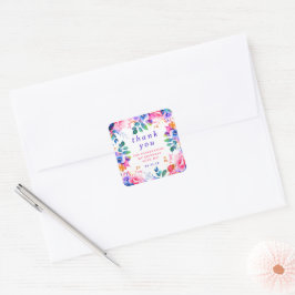 Glam Garden Watercolor Floral Geburtstag Vielen Da Quadratischer Aufkleber