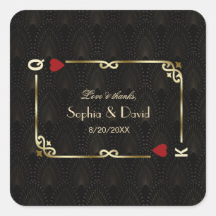 Glam Gatsby Casino Las Vegas Poker Wedding Quadratischer Aufkleber