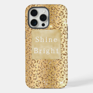 Glam Gelb Gold Glitter Leopard iPhone 15 Pro Max Hülle