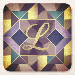 Glam Geometric Shapes L Monogram Set Rechteckiger Pappuntersetzer