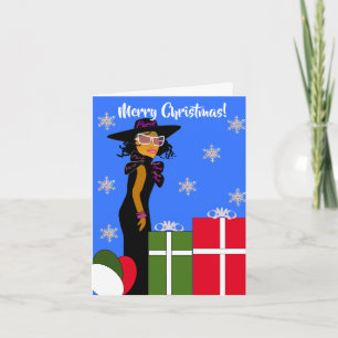 Glam Girl American Christmas Card Karte