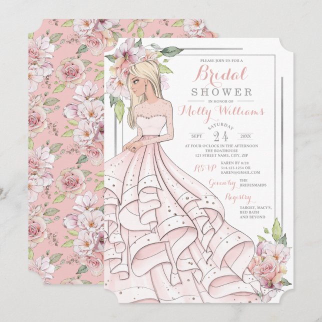 Glam Girl Bride Brautparty Einladung (Vorne/Hinten)