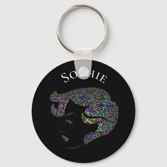 Glam Girl mit Herz, persönlicher Name Schlüsselanhänger (Vorderseite)