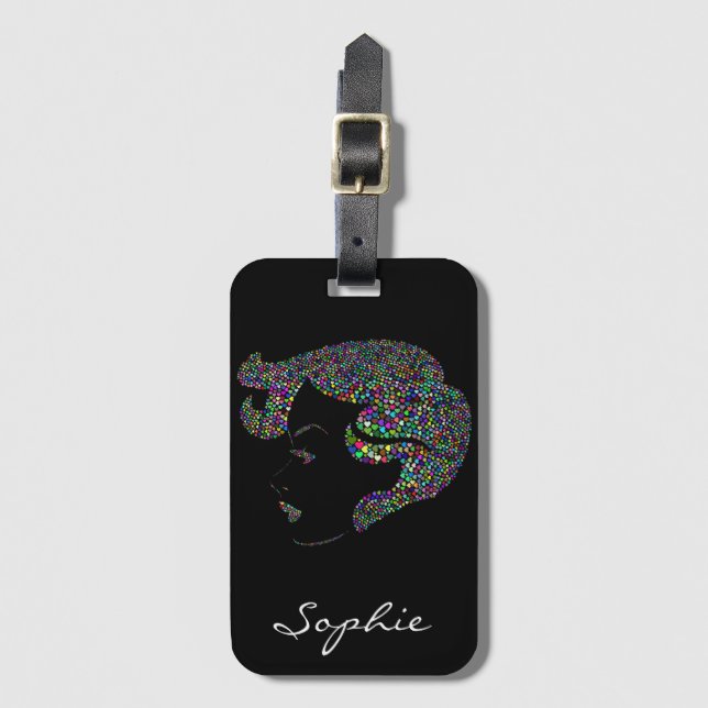 Glam Girl mit Herzen Gepäckanhänger (Vorderseite Vertikal)