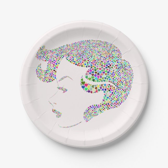 Glam Girl mit Herzen Pappteller (Vorderseite)