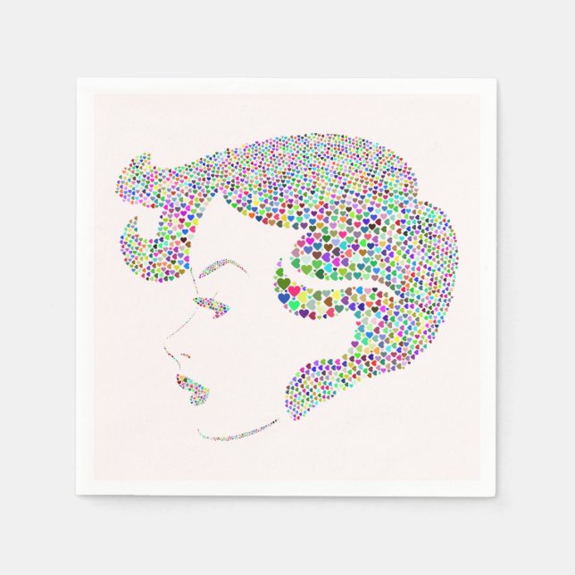 Glam Girl mit Herzen Serviette (Vorderseite)