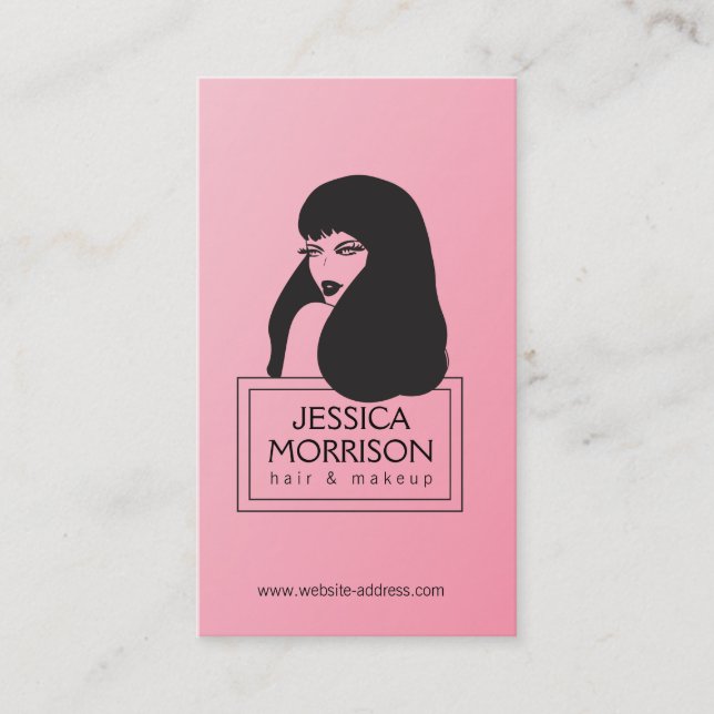 Glam Girl Pink Hair Salon Beauty Business Card Visitenkarte (Vorderseite)