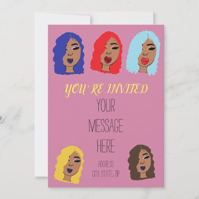 Glam Girls Girly Pink Party Einladung (Vorderseite)