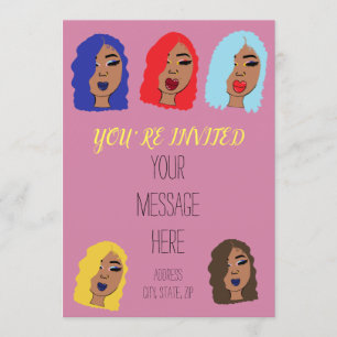 Glam Girls Girly Pink Party Einladung