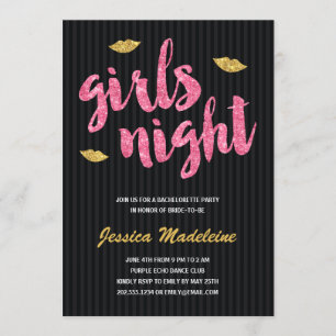 Glam Girls Night Glitzer Look Junggeselinnen-Abs Einladung