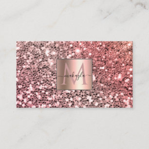 Glam Girly Blush Pink Gitter Designname Monogram Visitenkarte