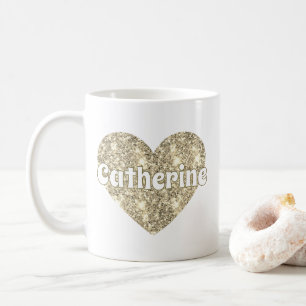 Glam Girly Gold Glitzer Herzname Kaffeetasse