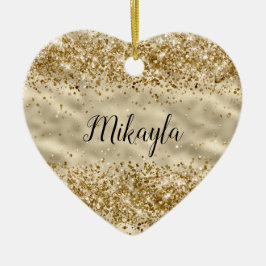 Glam Girly Gold Glitzer Sparkle Confetti Keramik Ornament