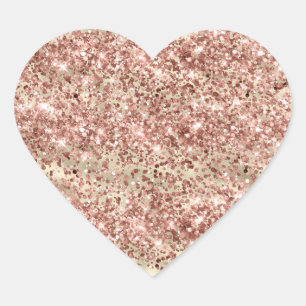 Glam Girly Gold Pink Glitzer Sparkle Confetti Herz-Aufkleber