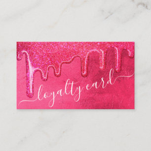 Glam Girly Neon Pink Dick Glitzer Tropfens Loyalit Treuekarte