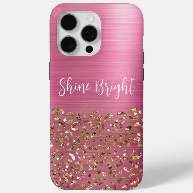 Glam Girly Pink Gold Leopard Case-Mate iPhone Hülle (Rückseite)